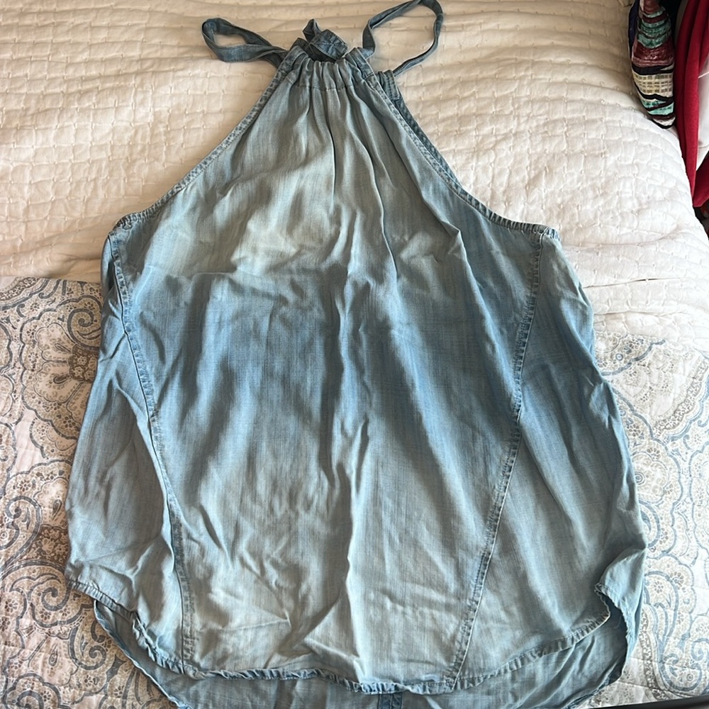 Bella Dahl Tie Back Chambray Halter Top Size Large